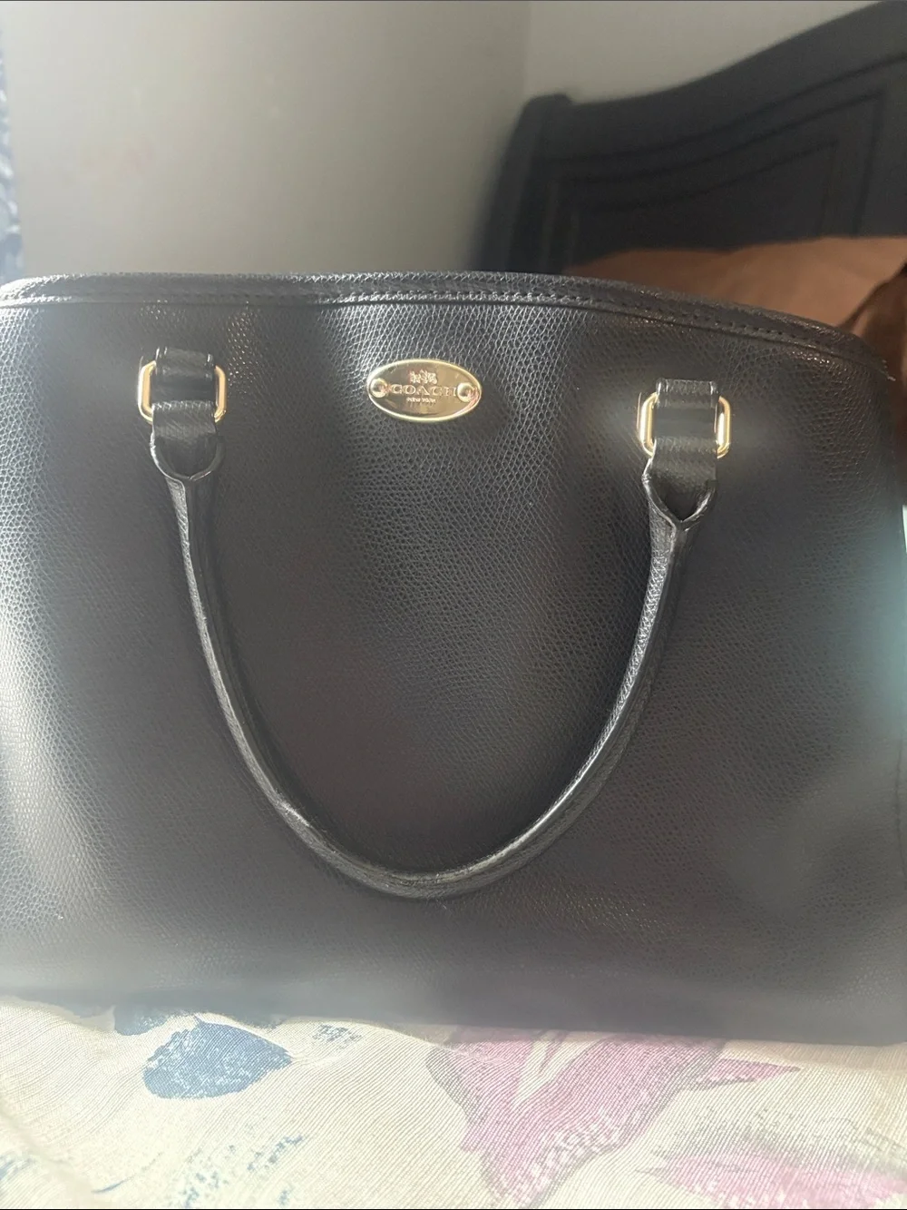 Coach Black Pebbled Leather Satchel with Gold Hardware